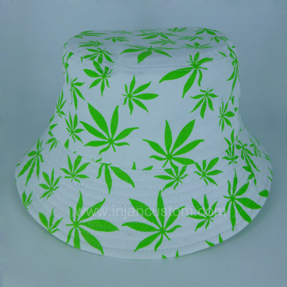 Custom Bucket Hats Wholesale with Printed Leaf | Fully Custom Hats and ...