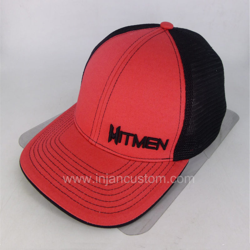 Custom Fitted Trucker Hats with Embroidery Curved Brim 6 Panels Style ...