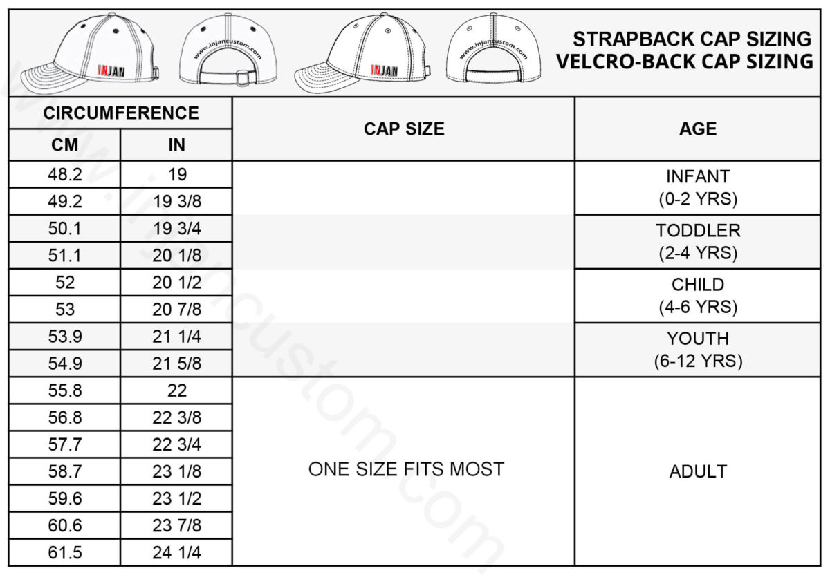 Hat Size Chart Fully Custom Hats And Garments Manufacturer